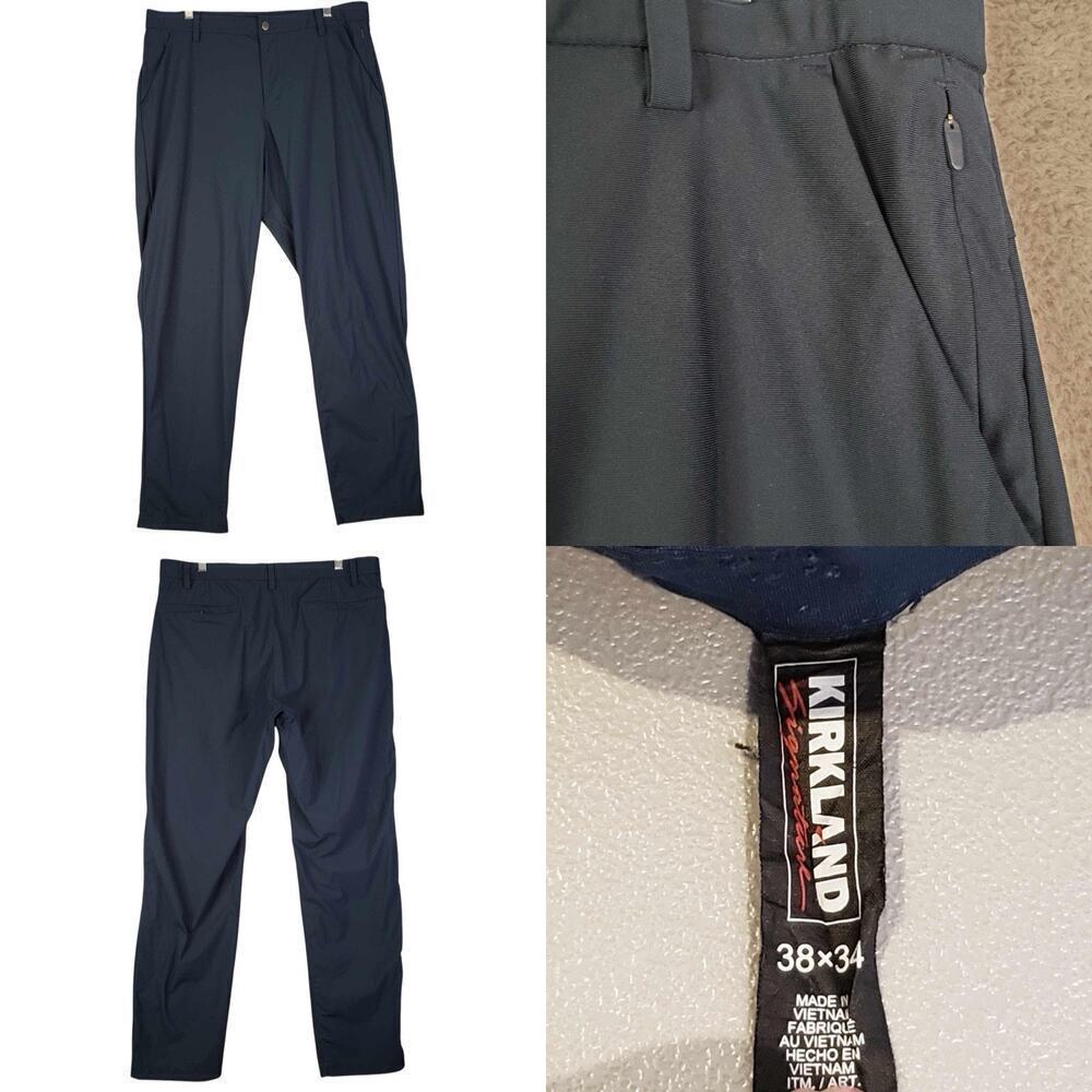 Kirkland Chino Pants Navy Blue Straight Leg Flat Front Men’s Size 38x34